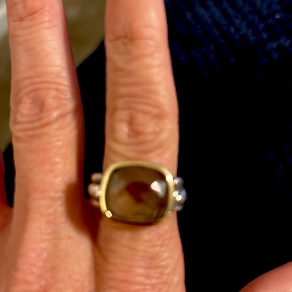 David Yurman -925-750 smokey quartz cable linked ring. - Picture 6 of 8